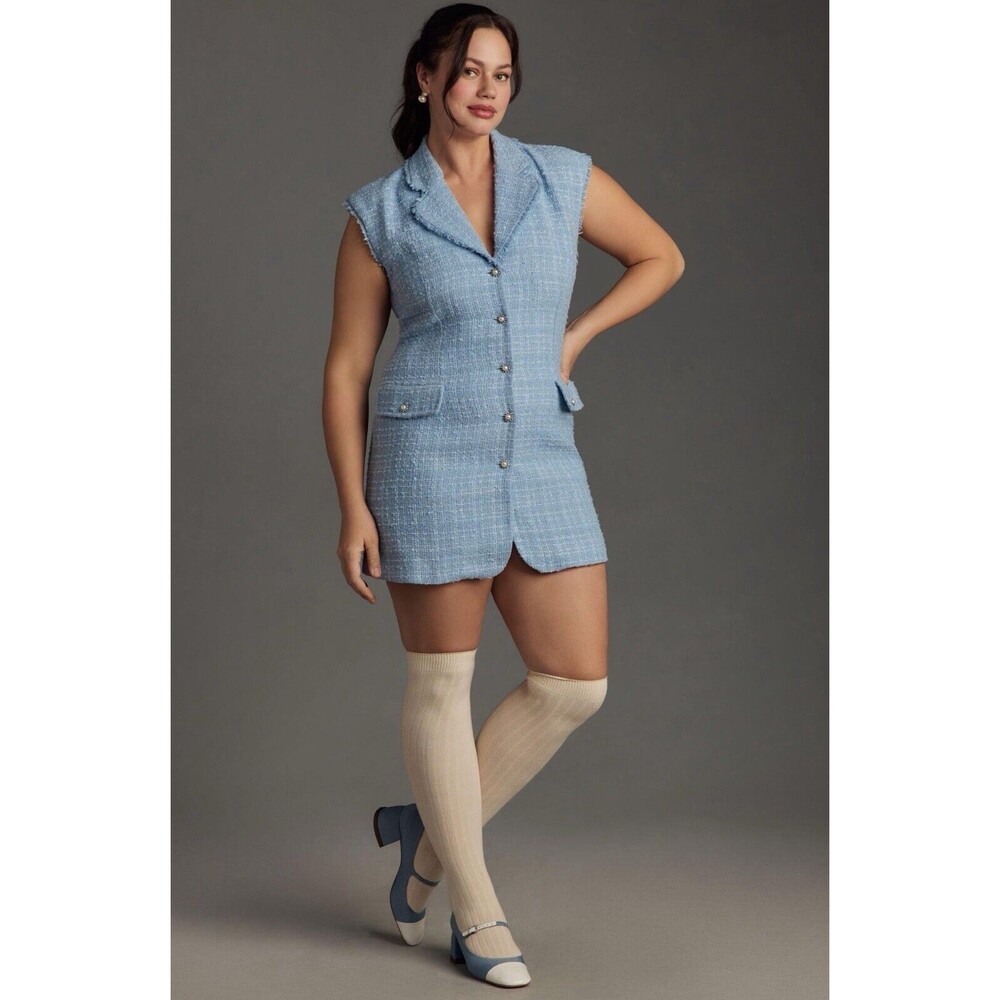 Anthropologie Maeve Mini Dress Women Sleeveless Tweed Blazer Retro Sz 16 NWT